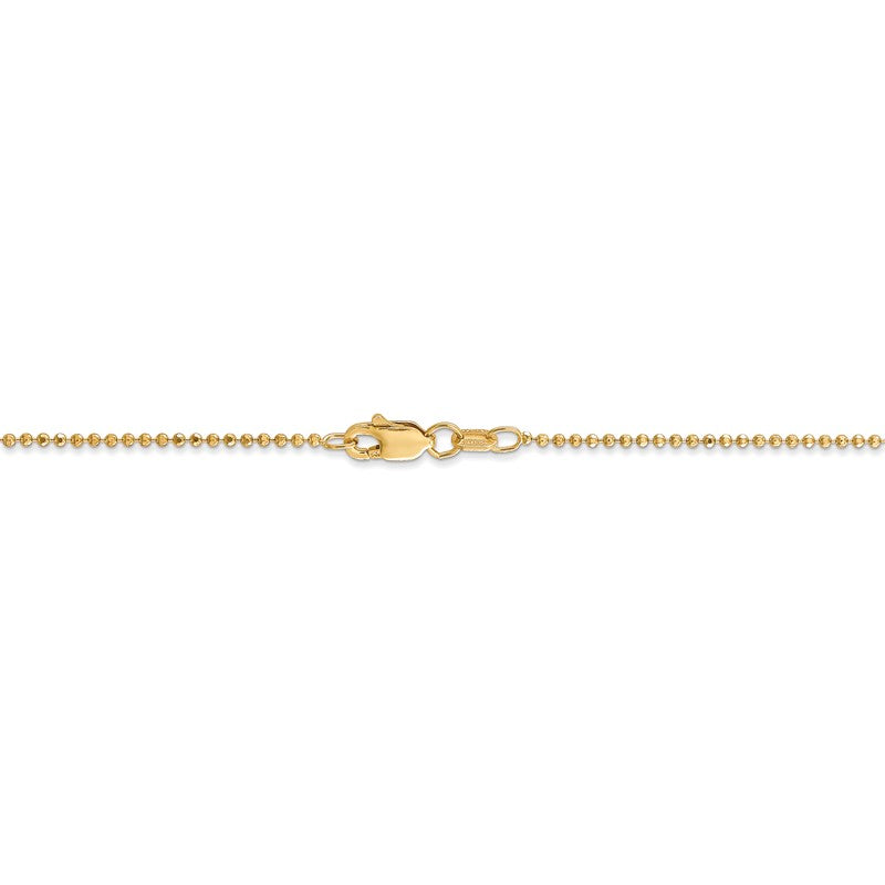 14K 10 inch 1.2mm Diamond-cut Beaded with Lobter Clasp Anklet PEN247