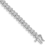14k White Gold Complete 3.72 carat Round AAA Diamond Fancy Spiral 7 inch Tennis Bracelet X2005WAAA