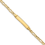 14k Polished Solid Chain/Solid Plate Figaro Link 25x4.8mm Plate 7 inch ID Bracelet FG100ID
