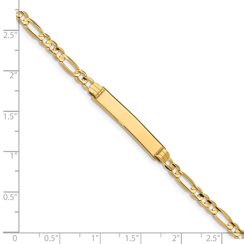 14k Polished Solid Chain/Solid Plate Figaro Link 25x4.8mm Plate 7 inch ID Bracelet FG100ID