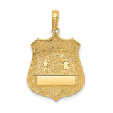 14k Large POLICE Badge with Engravable Area Pendant C2253