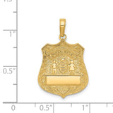 14k Large POLICE Badge with Engravable Area Pendant C2253