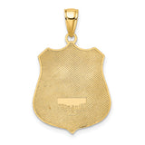 14k Large POLICE Badge with Engravable Area Pendant C2253