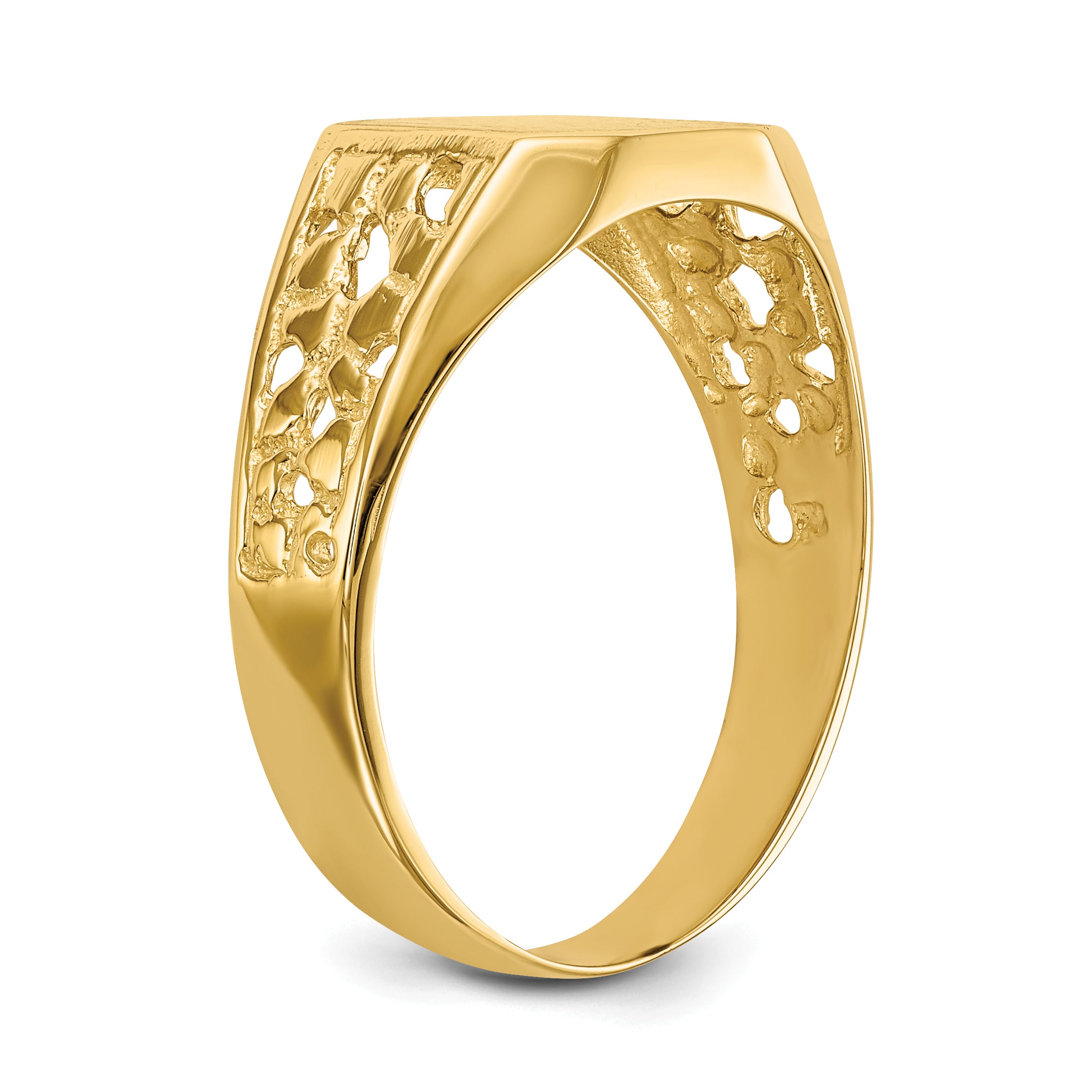 14k 10.5x9.0mm Open Back Mens Signet Ring C1528
