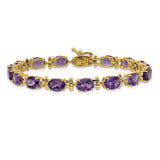 14k White Gold Complete Oval Amethyst 7 inch Bracelet BM4501