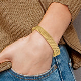 14K Polished and Textured with Dangle Heart 7-Strand 11.00mm Slip-on Round Bangle Bracelet DB531