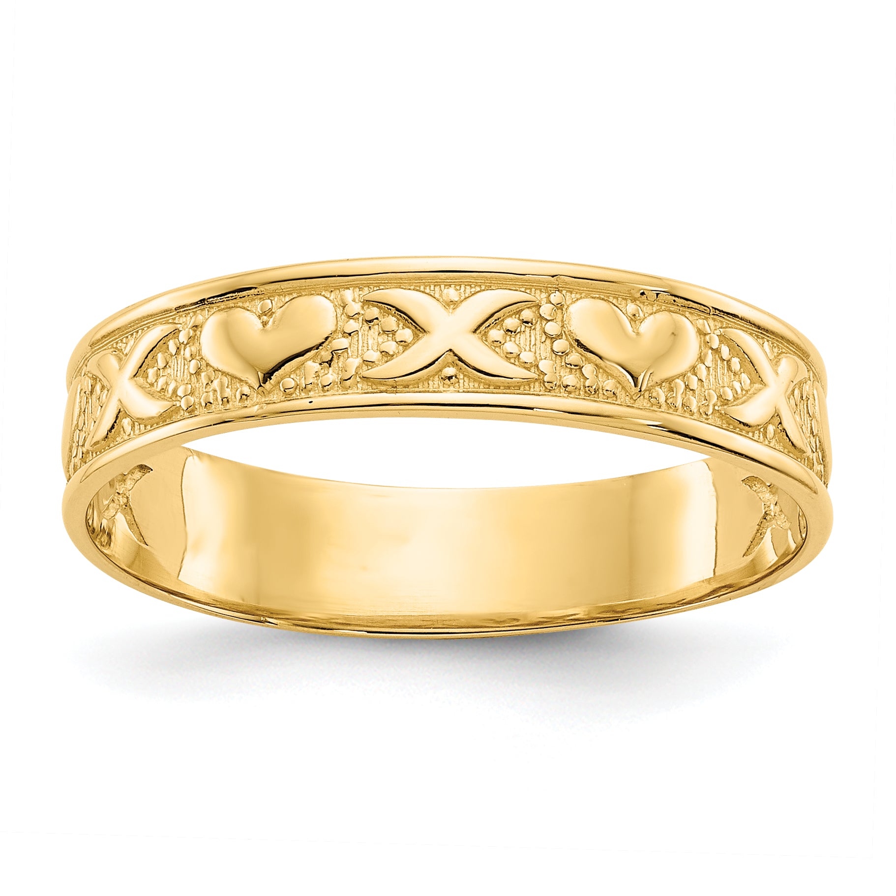 14K Polished X and Hearts Ring K4578
