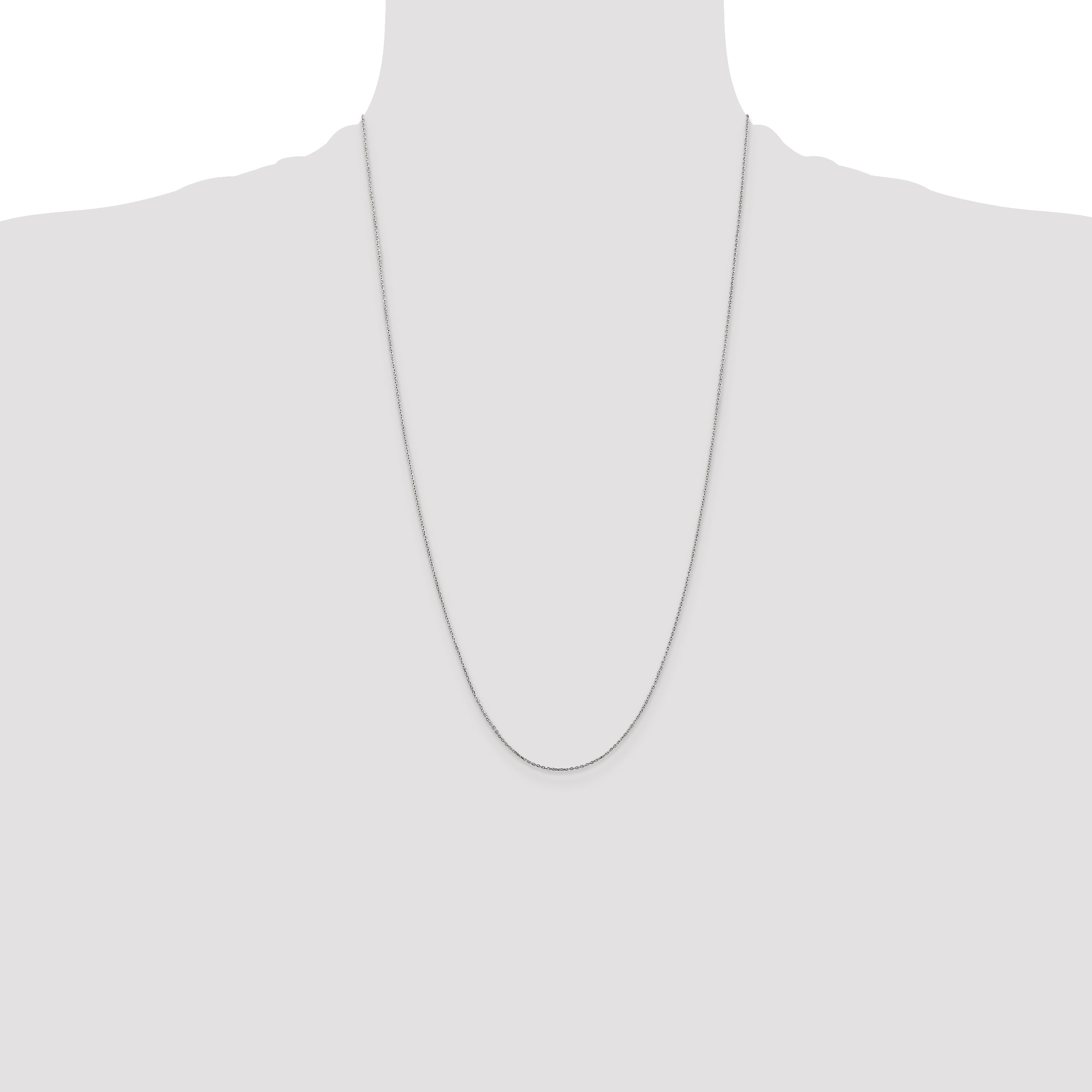 14K White Gold 14 inch .8mm Diamond-cut Cable with Lobster Clasp Chain PEN192L