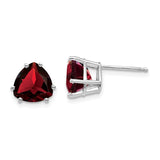 14k White Gold 8mm Trillion Garnet Post Earrings XE96WGA