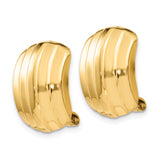 14k 12x17mm Polished Ribbed Omega Back Non-pierced Earrings H735