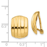 14k 12x17mm Polished Ribbed Omega Back Non-pierced Earrings H735