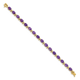 14k White Gold Complete Oval Amethyst 7 inch Bracelet BM4501