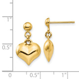 14k Polished Puffed Heart Dangle Post Earrings TC719