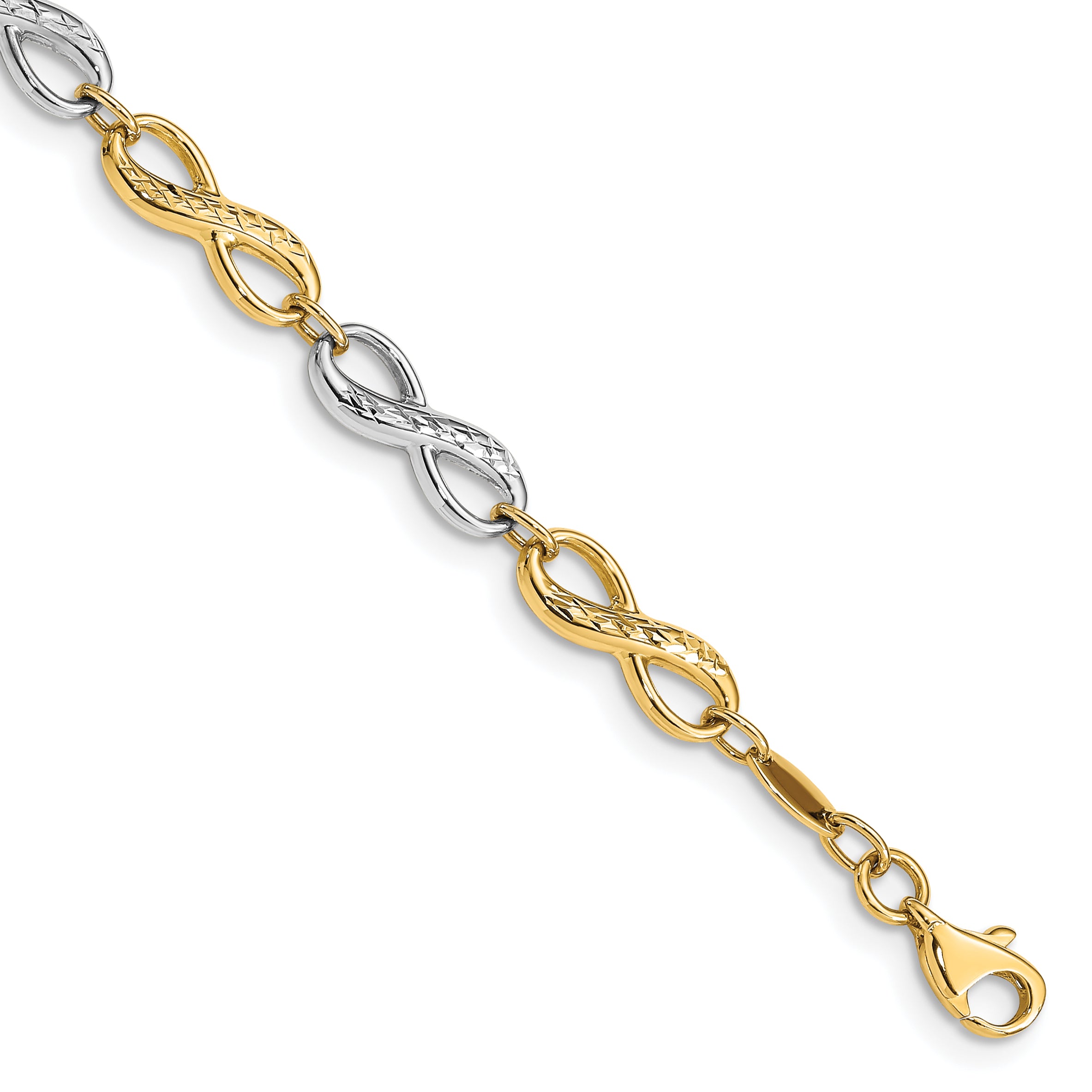 14K Two-tone Infinity Symbol Link 7.5 inch Bracelet FB1521