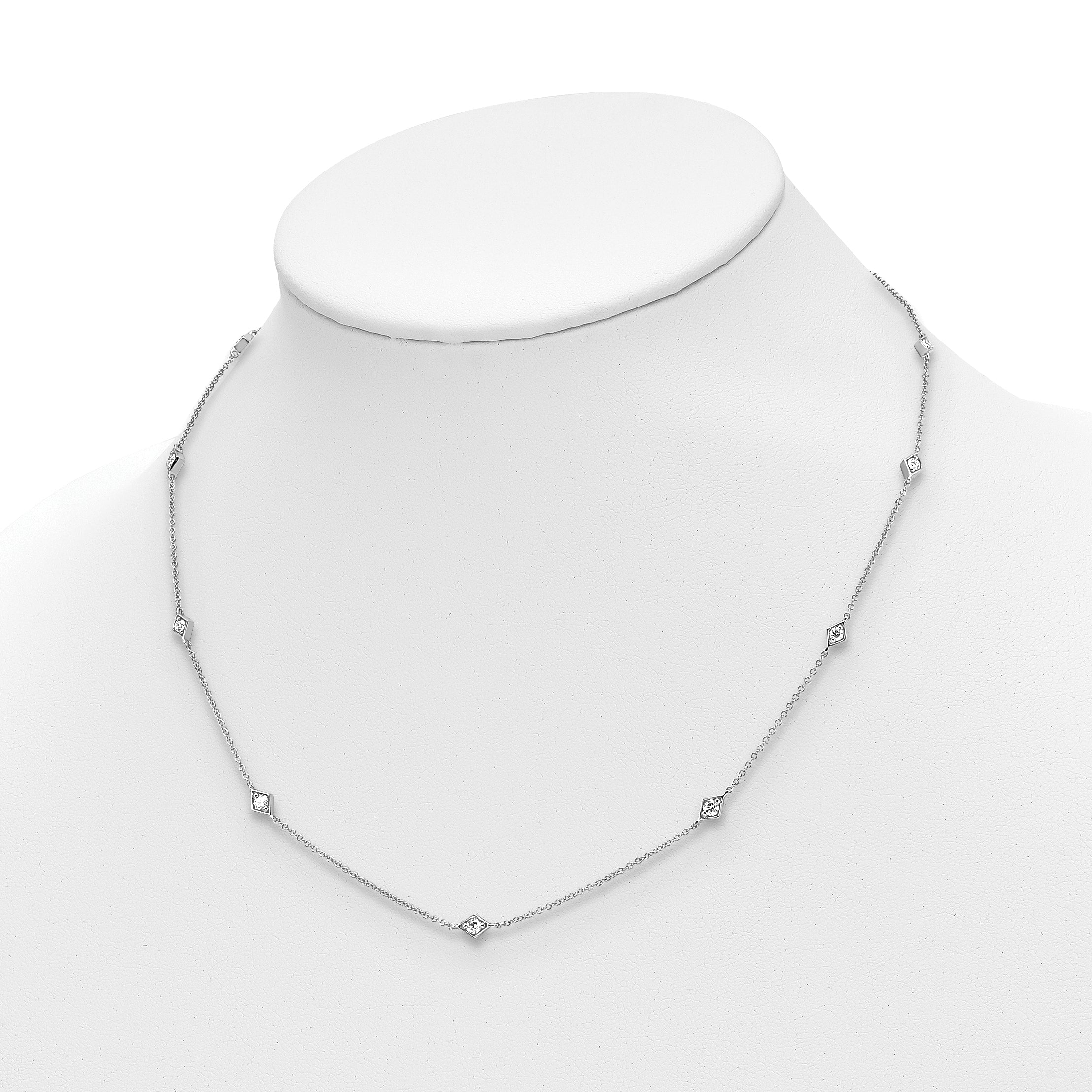 14k White Gold Complete 1/2 carat Diamond 9-Station 18 inch Necklace PM3754