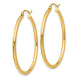 14k 2x35mm Polished Tube Hoop Earrings T913