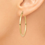 14k 2x35mm Polished Tube Hoop Earrings T913