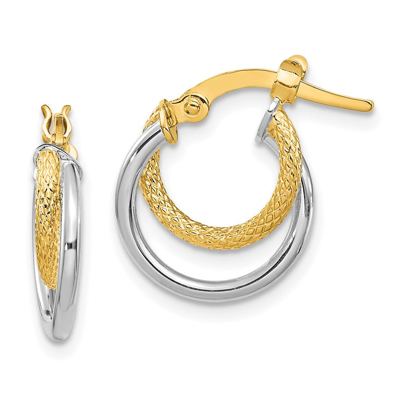 14K Two-Tone Polished Diamond-cut Hoop Earrings TF1099TT