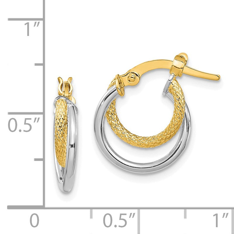 14K Two-Tone Polished Diamond-cut Hoop Earrings TF1099TT