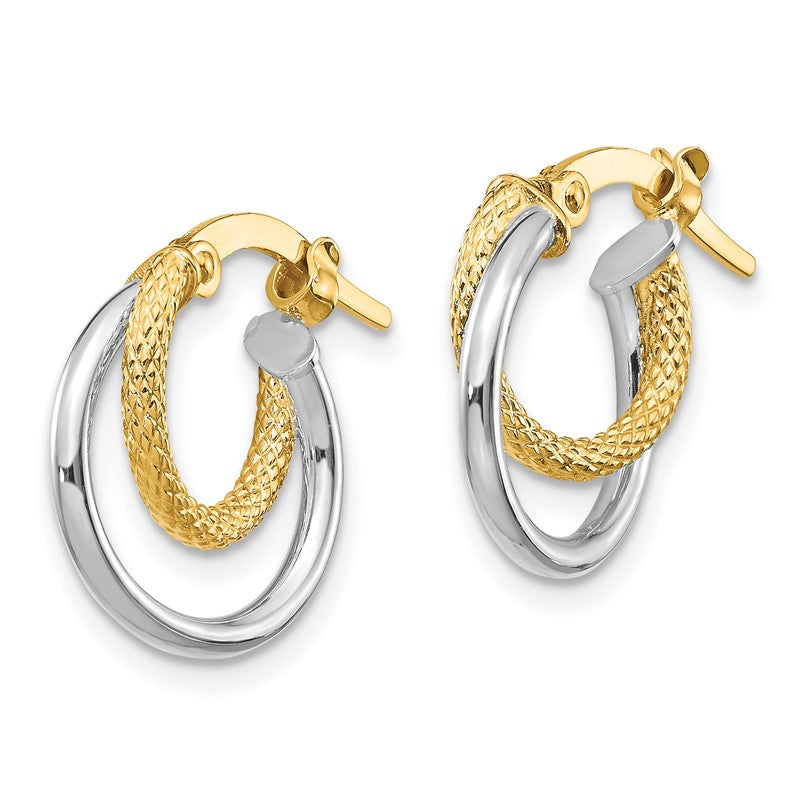 14K Two-Tone Polished Diamond-cut Hoop Earrings TF1099TT