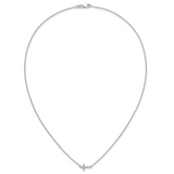 14k White Gold 1/10 carat Diamond Sideways Cross 18 inch Necklace PM4692