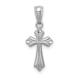 14k White Gold Budded Cross Charm REL126
