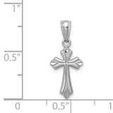 14k White Gold Budded Cross Charm REL126