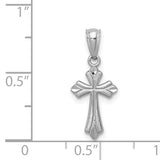 14k White Gold Budded Cross Charm REL126