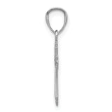 14k White Gold Budded Cross Charm REL126