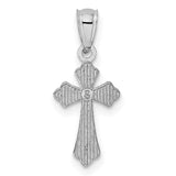 14k White Gold Budded Cross Charm REL126