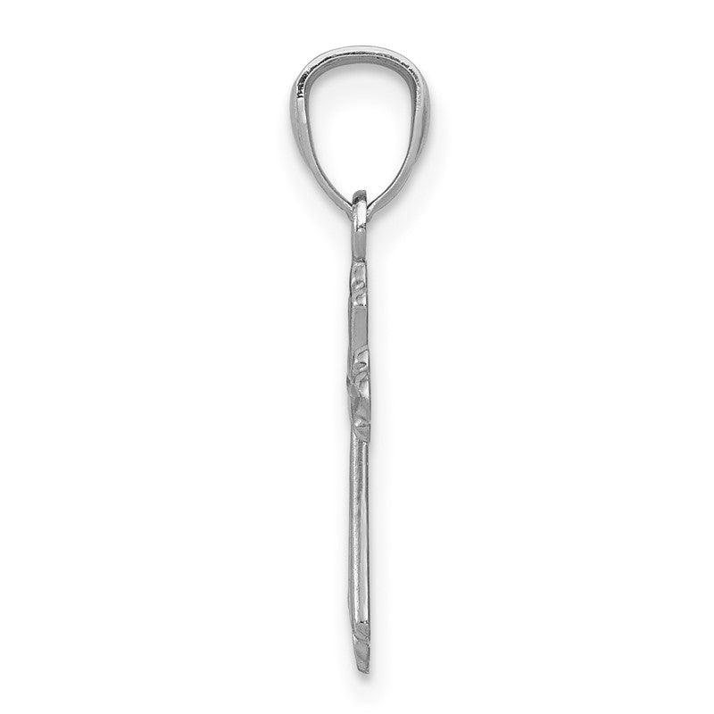 14k White Gold Budded Cross Charm REL126