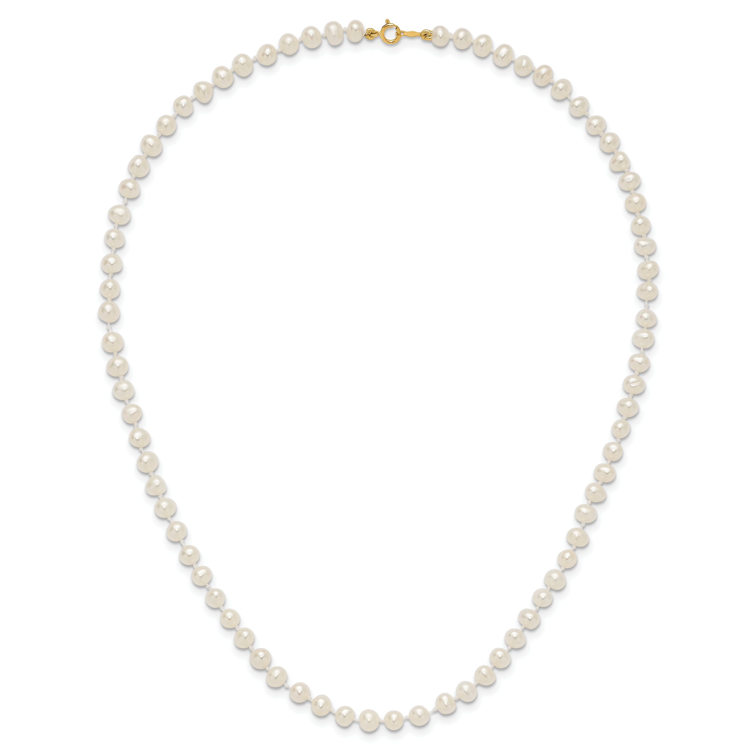 14k 4-5mm White Semi-Round Freshwater Cultured Pearl 12 inch Necklace XF451