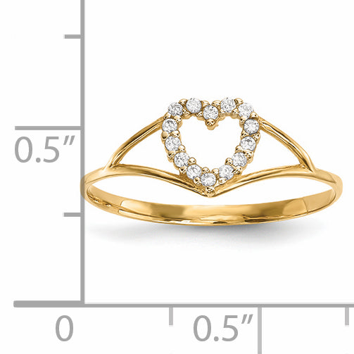14k CZ Heart Ring R595