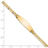 14k Polished Solid Chain/Solid Plate Flat Curb Link Soft Diamond Shape 28x9.8mm Plate 7 inch ID Bracelet LID73C