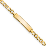 14k Polished Semi-Solid Chain/Solid Plate Cuban Link 23.5x4.5mm Plate 6 inch Baby/Child ID Bracelet DCID138