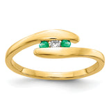 14k Emerald and Diamond 3-stone Bypass Ring RM5742