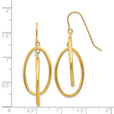 14k Polished Double Teardrop Dangle Wire Earrings TE359