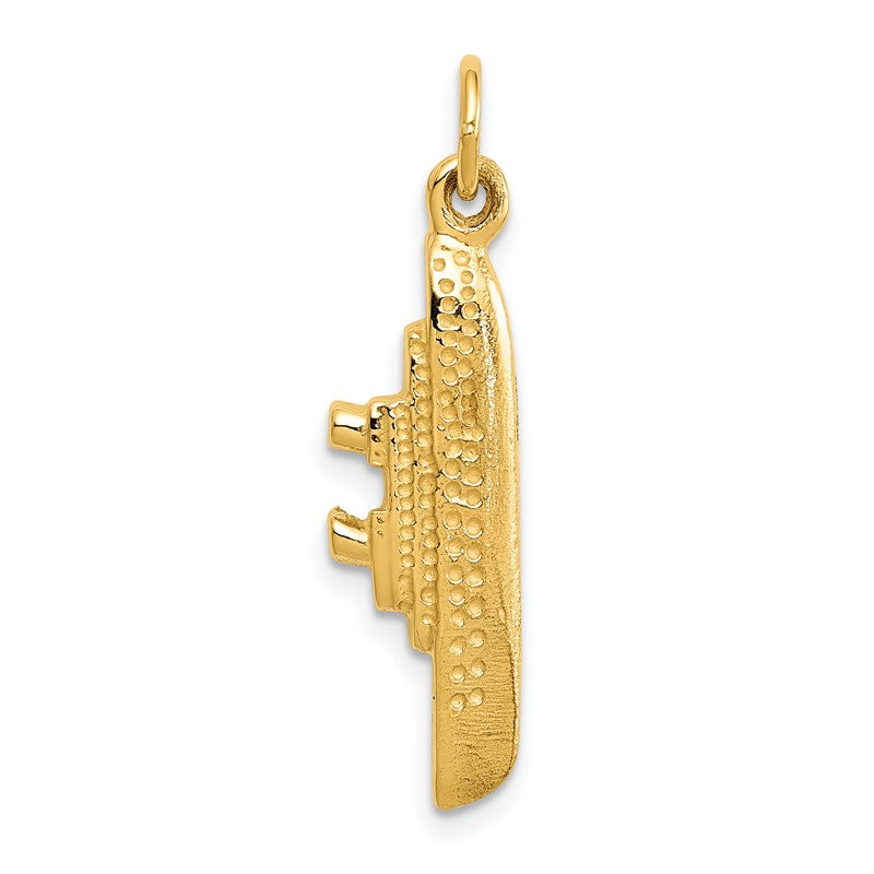 14k Solid Polished 3-D Cruise Ship Charm D1361