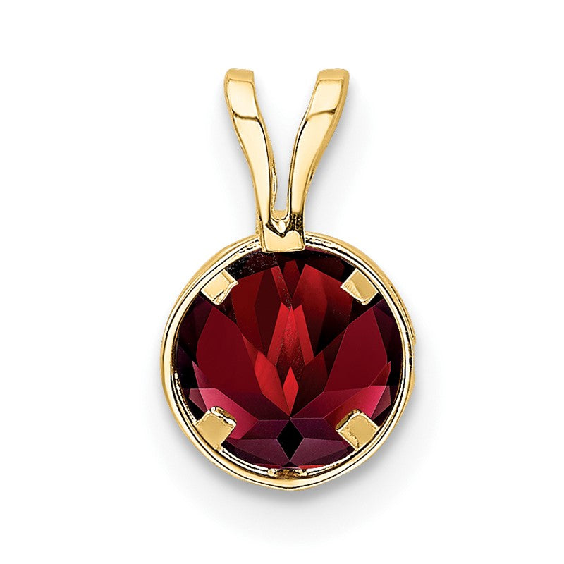 14k 6mm Round Garnet Bezel Pendant XP301GA