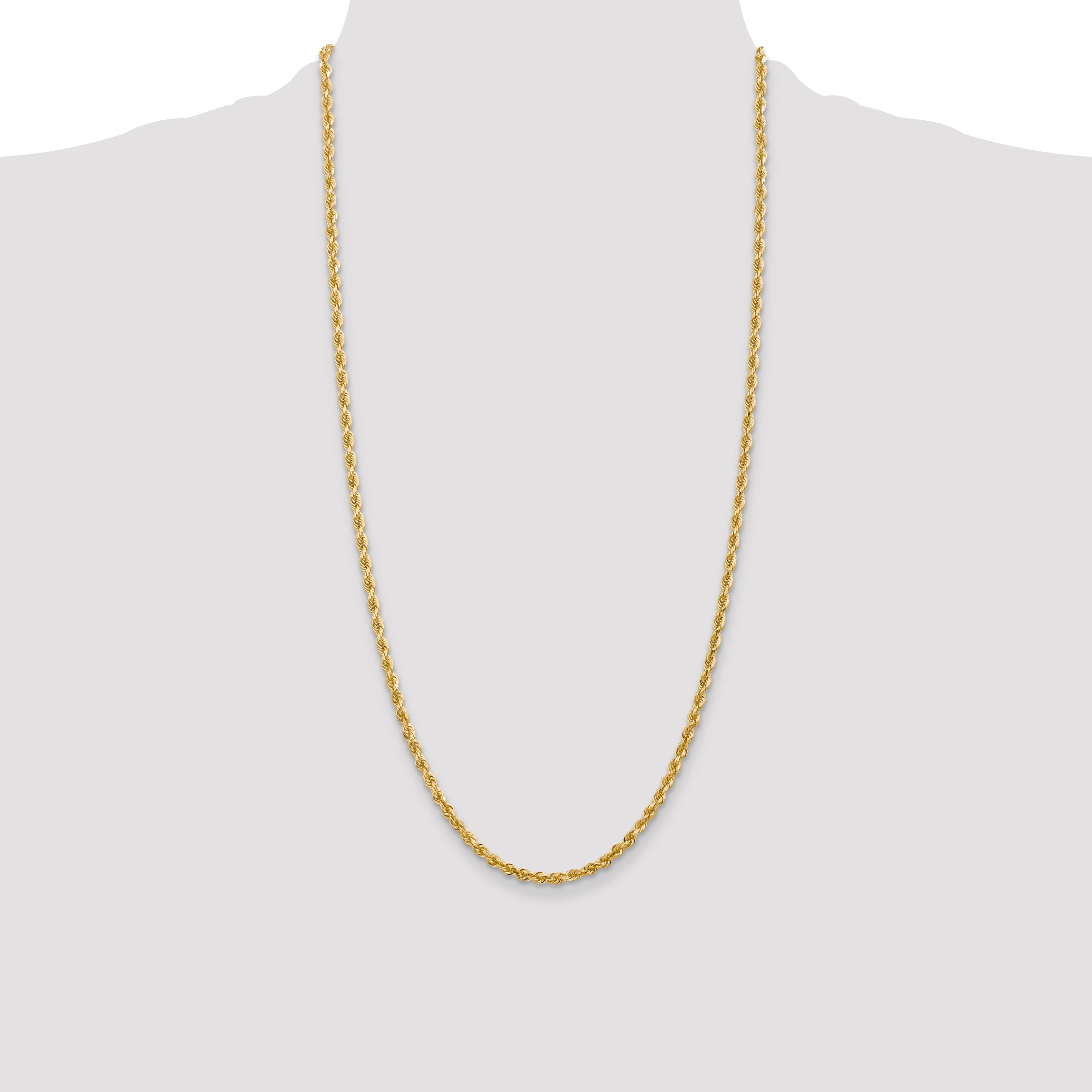 14K 26 Inch 3.35mm Diamond-cut Quadruple Rope Lobster Clasp Chain QTR025