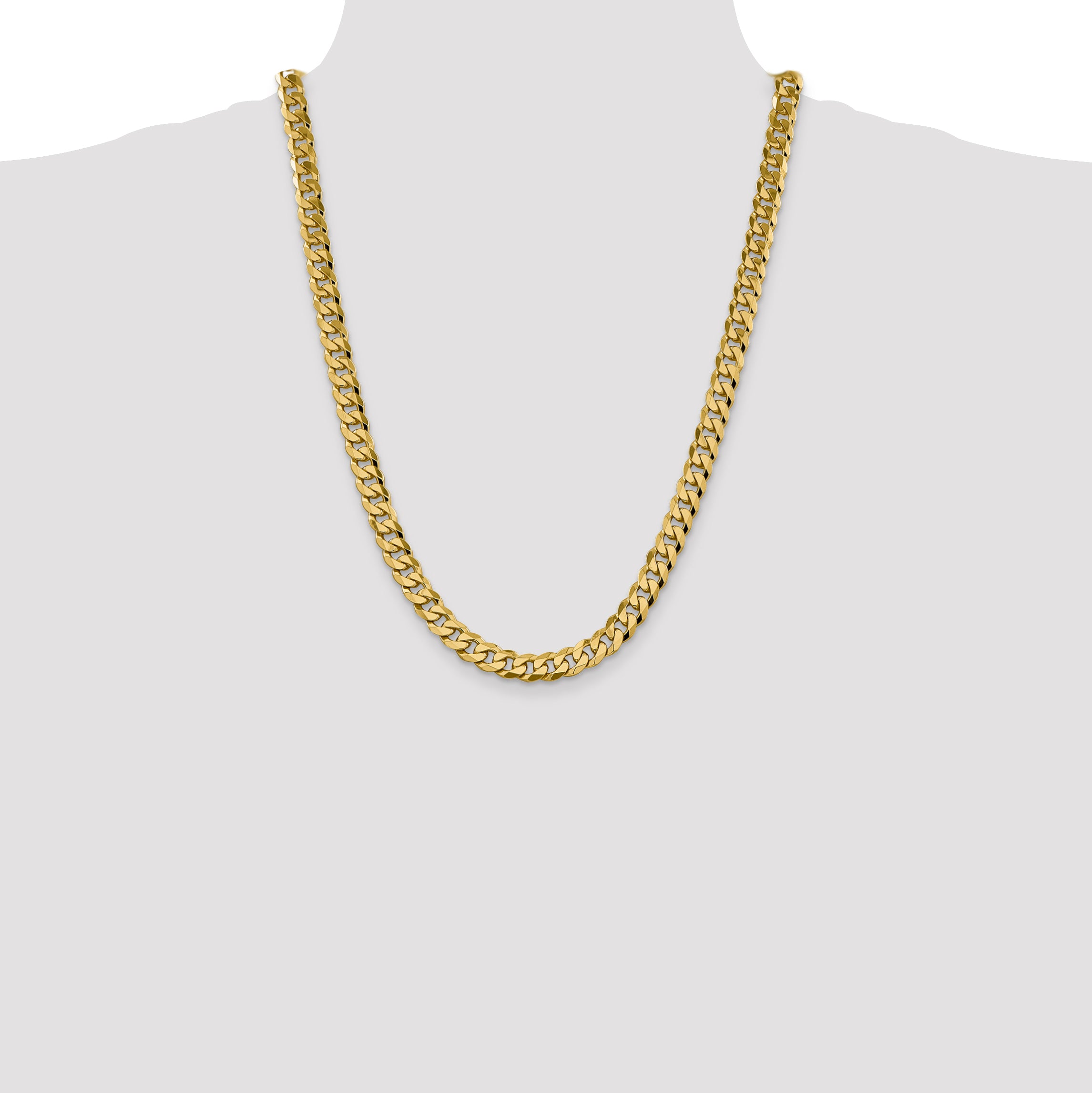 14K 26 inch 8.5mm Flat Beveled Curb with Lobster Clasp Chain FBU220
