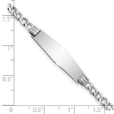 14k White Gold Polished Semi-Solid Chain/Solid Plate Cuban Link Soft Diamond Shape 25.5x7.5mm Plate 7 inch ID Bracelet DCID106CW