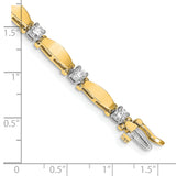 14k Two-tone Complete 1.87 carat Round AA Diamond Curved Bar Link 7 inch Tennis Bracelet X2362AA