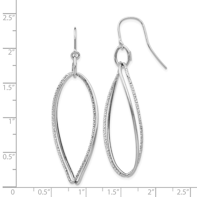 14K White Gold Textured Twisted Dangle French Hook Earrings PRE913