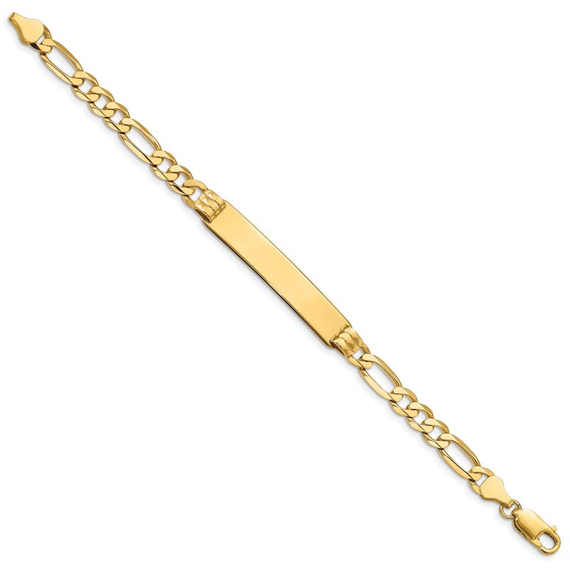 14k Polished Solid Chain/Solid Plate Figaro Link 39x8mm Plate 7 inch ID Bracelet FIG160ID
