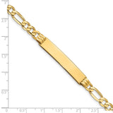 14k Polished Solid Chain/Solid Plate Figaro Link 39x8mm Plate 7 inch ID Bracelet FIG160ID