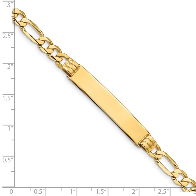 14k Polished Solid Chain/Solid Plate Figaro Link 39x8mm Plate 7 inch ID Bracelet FIG160ID