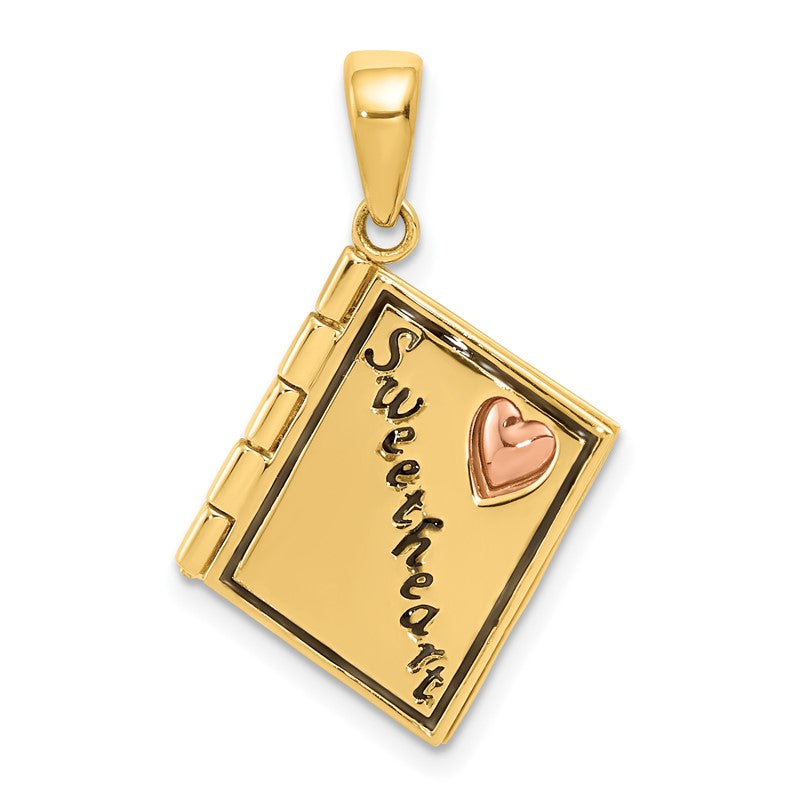 14K Two-tone 3-D Enameled Moveable SWEETHEART Book Charm K4681