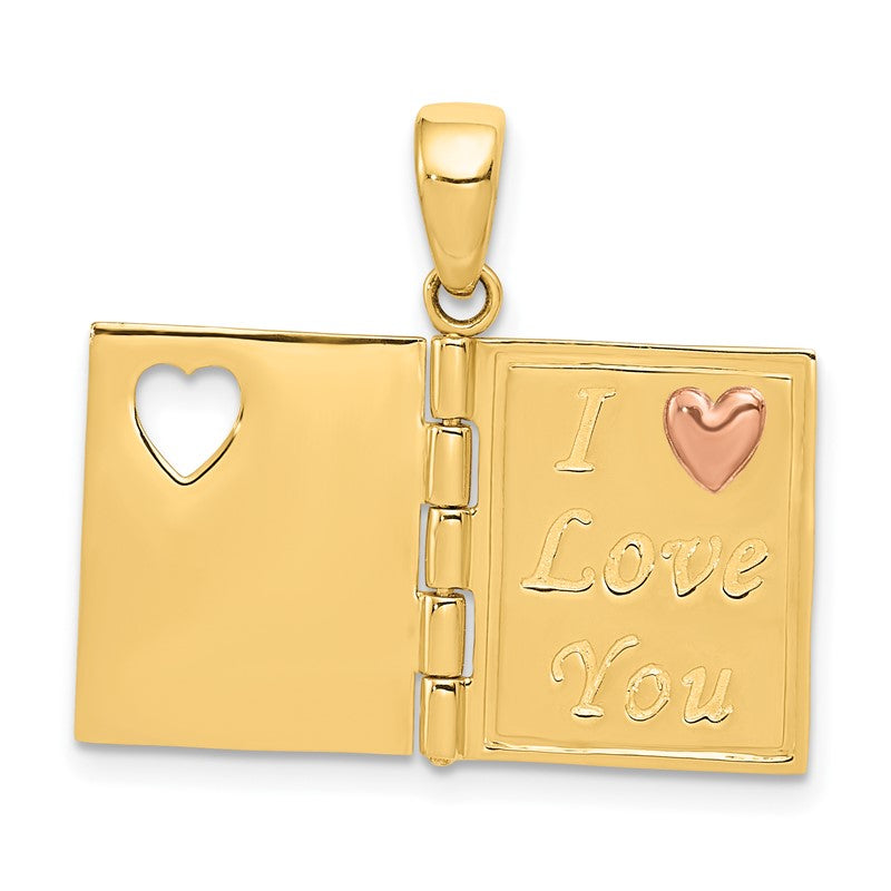 14K Two-tone 3-D Enameled Moveable SWEETHEART Book Charm K4681