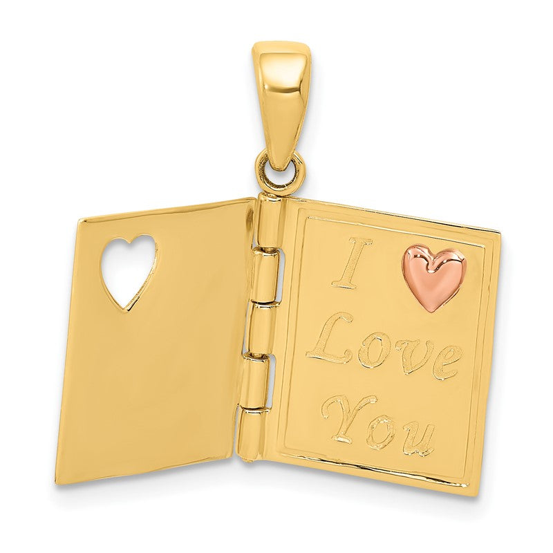 14K Two-tone 3-D Enameled Moveable SWEETHEART Book Charm K4681